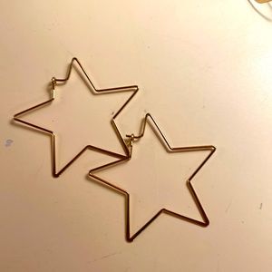 Gold star hoop earrings